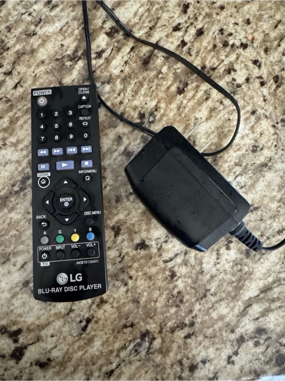 LG Black Blu-ray Remote Control and Adapter Replacement Parts (NO DVD PLAYER)